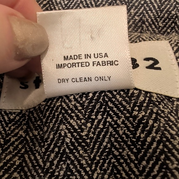 Studio 32 Women's Black Herringbone Pattern Blazer Jacket Size 14P Vintage - Picture 7 of 9